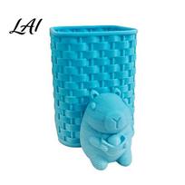 Desktop Ornament Capybara Pen Holder 3D Printed with Basket Pencil Office Holder Cup Cute Animal Desk Organizer for Makeup Brush Stationery dangaus mėlyna spalva