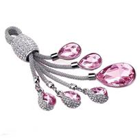 Packaging Decoration Water Drop Keychain Crystal Key Pendant Key Ring Rhinestone Keychain rožinė