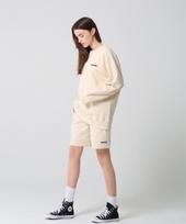 Moz Moz [Set] 5-Color Color Chip Sweatshirt & Shorts French Terry Tracksuit Set Plus Size Blue/4