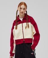 Golla W Color Block Zip-Up Sweatshirts [Red] Red/Free