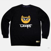 Doldol Woops_Mtm_06 Skateboard Cat Woops Character Graphic Design Sweatshirt Long Sleeve Black/S
