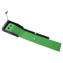 Golf Putting Green Plastic + Crystal Velvet Practice Mat Double Hole Automatic Ball Return Trainer