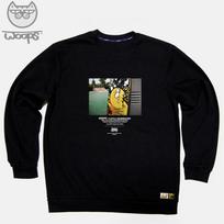 Doldol Woops-Mtm-88 Skateboard Cat Oops Character Long Sleeve Sweatshirt Light Gray/S