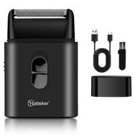 HATTEKER HT-911 Professional Electric Ultra-Thin Shaver Rechargeable Razor for Face Care Beard Trimmer Reciprocating Blade with USB for Men's - Bla