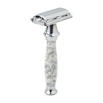 PEARL Shaving Double Edge Butterfly Safety Razor Ss-95(Marble White) Made With Brass Metal-Best Shaving Razor For Men|Classic&Traditional Shaving K