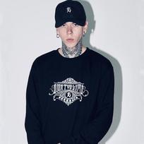 Eight Volume [Fleece-Lined] Ev Emblem Unison French Terry Oversized Sweatshirt (Black) Black/L