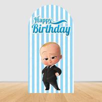 Laimingo Boss Baby gimtadienio arkos uždangalas Berniuko gimtadienio Naujagimio kūdikio krikštynų vakarėlio dekoracijos Fotografijos fono rekvizitai 1.6x3.9ft (50x120cm)