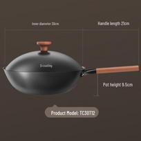 Sanhe 30cm Coating-Free Titanium Iron Wok