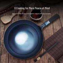 JWD Handmade Zhangqiu Cast Iron Wok, Non-Coated, 32cm