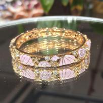 Geometric Vintage Cloisonne Bangle Shell Women's Hand Bracelet Classic Starfish Shell Bangle  Woman violetinė