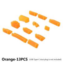 RJ45 Interface Computer Accessories Stopper USB Type-C Port Laptop Anti Dust Plug Dustproof Cover Orange-13PCS