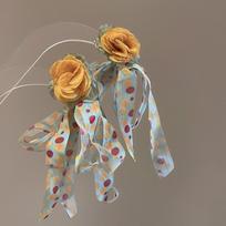 Fabric Flower Tassel Dangle Earrings Sweet Boho Style Earrings  Daily Wear Style B