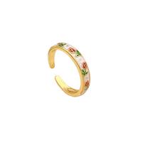 Unique Enamel Open Ring Flower Adjustable Tulip Ring Bohemian Vintage Geometric Ring  Parties balta