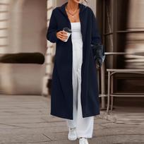 Women's Long Loose Fit Cardigan Coat Fashion Casual for Commute XL tamsiai mėlyna