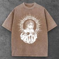 Mens Gothic Madonna Halo Graphic T Shirt Washed Brown Y2K Streetwear S-3XL S įvairiaspalvis