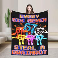 Bruh 67 Six Seven 6-7 Funny Brainrot Meme Super Soft Blankets Plush Throw Blanket Bedroom Flannel Bedspread Sofa Bed Cover Size: 75*100cm, Weight: 230 GSM