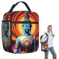 Buddha Mandala Flower Insulated Lunch Bag for Women Kids Portable Food Boxes Thermal Lunch Box Tote One Size
