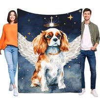 Divine Angelic King Charles Spaniel Blanket Vibrant Soft Plush Throw Cozy for Home Decor, Perfect Gift for Dog Lovers, Lightweig Size: 75*100cm, Weight: 230 GSM