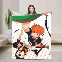 Anime Boy Volleyball Haikyuu Blankets Flannel Summer Multi Lightweight Throw Blankets for Bedding Outdoor Plush Thin Quilt Size: 75*100cm, Weight: 230 GSM