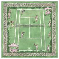Cute Bunny Tennis Court Print American Mahjong Mat Non-Slip Rubber Back Game Table Pad 80cm*80cm žalia