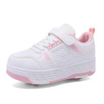 Kids Roller Sneakers Four Wheel Skating Shoes Colorful Lace Up Outdoor Play Training Footwear Sizes 29 to 40 Everyday Comfortable 29