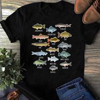 Types Of Freshwater Fish Species Fishing T-Shirt - Fishing Shirt, Fathers Day Gift, Gift for him, Grandpa Shirt, Funny Fishing Shirt L