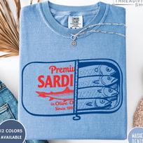 Retro Sardines Comfort Colors® T-Shirt, Vintage Sardines Shirt, Funny Fish Graphic Tee, Trendy Unisex Fish T-Shirt, Aesthetic Sardines Shirt 4XL