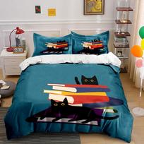Black cats and books Bedding sets Duvet cover sets Duvet covers Pillowcases(1*Duvet Cover 2*Pillowcases without duvet insert) 135x200cm