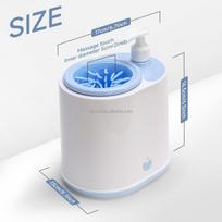 No-Rub Bidirectional Dual Speed Pet Paw Washer 2 in 1 Electric Waterproof Silicone USB Rechargeable Foam Shower Gel Cleaning Cup (Blue,17*16.5*13cm) mėlyna