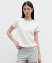 Rock Cake Contrast Ringer Top - Cream Cream/S