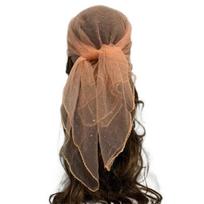 Thin Sparkling Headwrap Sparkle Mesh Bandana Hotfix Rhinestone Square Scarf  Head Accessories šviesiai oranžinė spalva