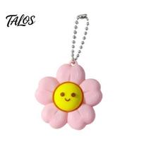 Flower Fidget Toy Smiling Keychain Toy, Floral Clicker Sensory for Stress Car Key Holder Relief, Hanging Bag Charm with Ball Chain Ring Anxiety Relief rožinė