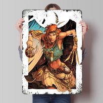 Pirate Girl Comics  Dark Fantasy Plunder Poster Customized Wall Art Vintage Metal Signs Retro Tin Plaque for Man Cave Wand Deko 20X30CM