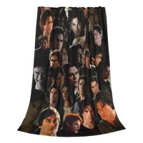 The Vampire Diaries Damon Salvatore Blankets Flannel TV Series Super Warm Throw Blankets for Bed Bedroom Quilt Size: 75*100cm, Weight: 230 GSM