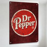 Vintage Dr Pepper Metal Tin Sign Distressed Maroon Background Cracked Texture with Rivets Decor for Man Cave Bar Home Cafe 20X30CM