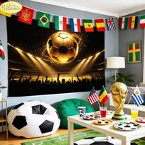 Neon Galaxy Football Tapestry Colorful Halo Football Wall Hanging Cloth Bedroom Bar Esports Room Party Decoration 100X70CM