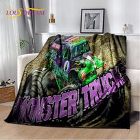 Cartoon Monster Jam 3D Monster Truck Blanket,Soft Throw Blanket for Home Bedroom Bed Sofa Picnic Travel Office Cover Blanket Kid Size: 75*100cm, Weight: 230 GSM