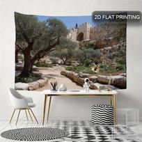 Olive Tree Landscape Tapestry American Jesus Garden Theme Wall Hanging for Living Room Bedroom Dormitory Polyester Fiber 100X70CM