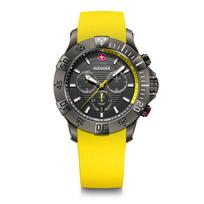 WENGER SEAFORCE CHRONO Quartz Analog Stainless Steel Case Black Ice Yellow Silicone 200m Water Gift Black Men's Watch, (316L), Dial, Strap, Resistant,