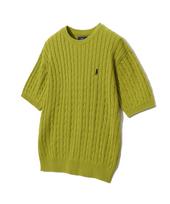 Yale Heritage Dan Cable Short Sleeve Round Knit Citrus Green Citrus Green/M