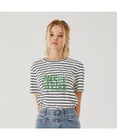 Sup Semi-Crop Lettering Short Sleeve T-Shirt (Sa4St36) Beige(25)/055