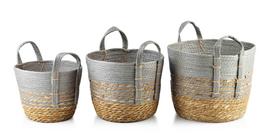 Bali Komplet 3 Koszy 33X33X26/28X28X23/23X23X20Cm 33x33x26 cm / 28x28x23 cm / 23x23x20 cm pilka