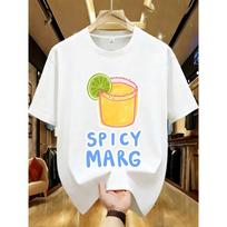 Man Women's Vintage Spicy Margarita Graphic T-Shirt Retro Cocktail Print Short Sleeve Round Neck S