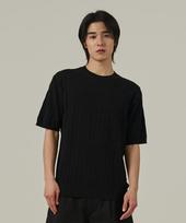 Analog Mood Cable Round Short Sleeve Knit (Black) Free