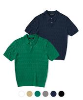 Minimal Project Cable Collar Cool Dry Short Sleeve Knit Mnt110 / 6 Colors Green/Xl