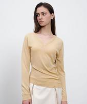 Rene J V Neck Shirring Knit Beige/Os