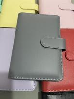 PU Leather Ring Binder Notebook Loose-leaf Magnetic Style with Cash Envelopes Budget Money Savings Organizer (grey,1&18.8x13cm) pilka