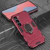 KEYSION smūgiams atsparus šarvų dėklas, skirtas Samsung S23 Ultra 5G S23+ S21 Plus žiedinio stovo telefono galinis dangtelis, skirtas Galaxy S22 Ultra S21 S20 FE for Galaxy S23 raudona