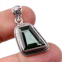 Natural Moldavite Gemstone Handmade 925 Solid Sterling Silver Pendant 1.25  L3s24