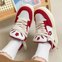 Niche Original Matcha Green Women's Small White Shoes Ins Style Trendy Casual Students Hundred Take Board Shoes Breathable Waterproof Sports Shoes 35 raudona